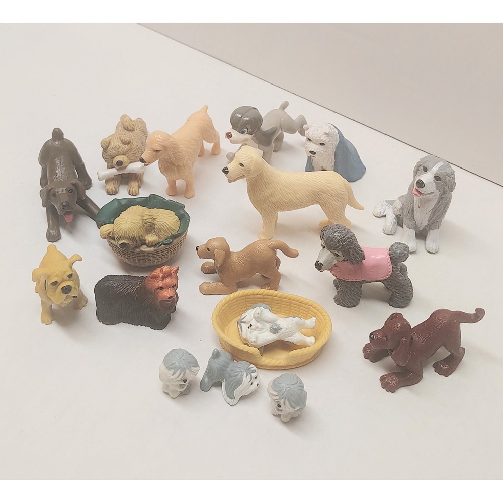 Lot of 15+ Various Toy Dog Figurines Plastic Puppy Animals Poodle Mixed Lot